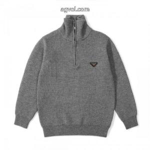 EMPORIO ARMANIファータートルネックハーフジップニットセーター