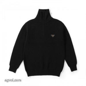 EMPORIO ARMANIファータートルネックハーフジップニットセーター