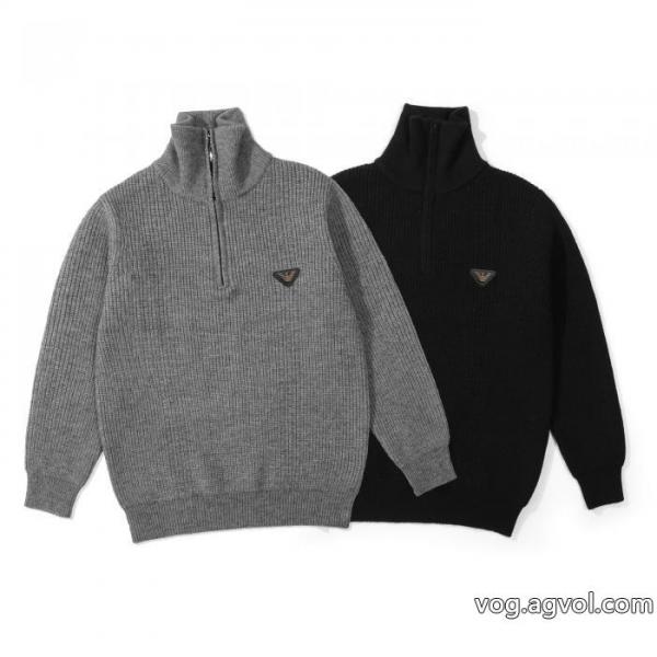 EMPORIO ARMANIファータートルネックハーフジップニットセーター 0