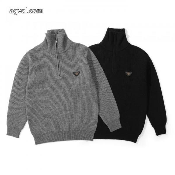 EMPORIO ARMANIファータートルネックハーフジップニットセーター 1